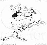 Guitarist Frog Illustration Cartoon Bass Toonaday Clip Royalty Outline Rf sketch template