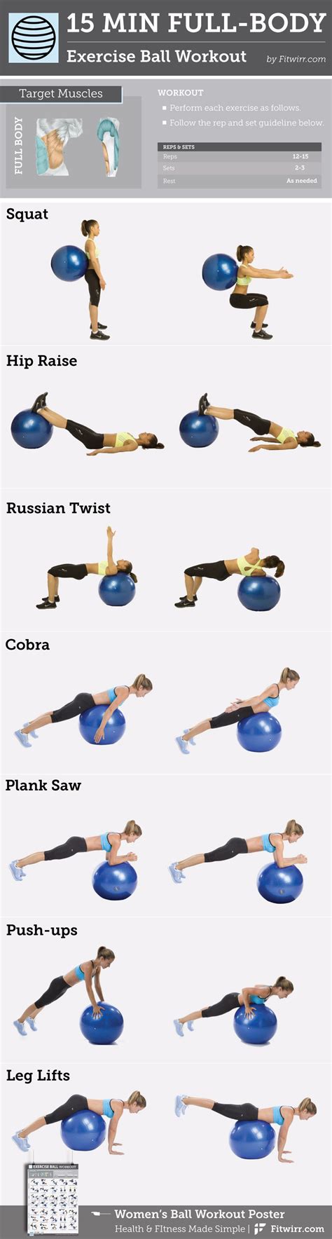 15 Minute Full Body Exercise Ball Workout Exercise Ball Workouts