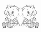 Triplets Swear Gemelli Dibuixos Bessons Nens sketch template