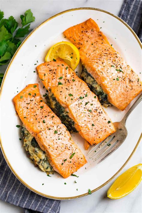 Healthy Meal Ideas Stuffed Salmon Easy Baked Recipe With Spinach