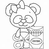 Coloring Panda Bear School Crayons sketch template