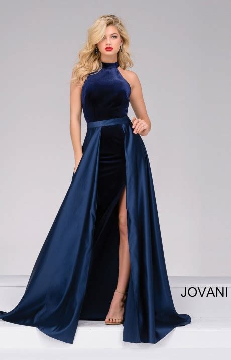 jovani 45182 simple halter velvet dress with a