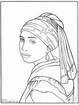 Pearl Girl Coloring Earring Colouring Pages Vermeer Seleccionar Tablero Famous Arte Para sketch template