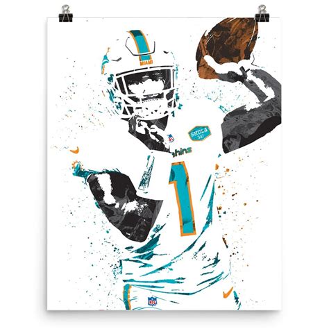 tua tagovailoa miami dolphins football poster man cave etsy