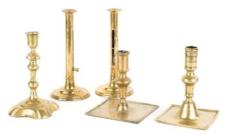 Group Of Five Early Brass Candlesticks Cottone Auctions
