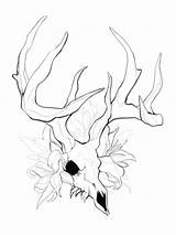 Deer Skull Drawings Drawing Flower Flowers Whitetail Skulls Tumblr Getdrawings Paintingvalley sketch template