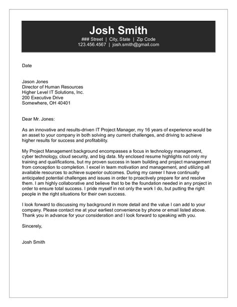 project manager cover letter  invitation template ideas