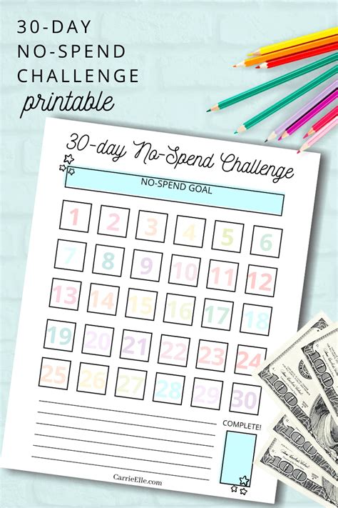 day  spend challenge printable carrie elle