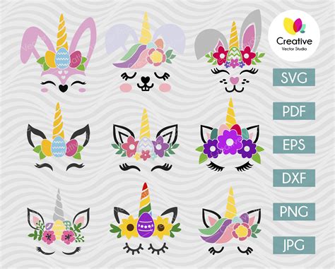 easter bunny unicorn svg bundle creative vector studio
