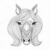 Horse Coloring Face Pages Vector Realistic Zentangled Hand Drawing Drawn Dra Getdrawings Color Intricate Adults Print Getcolorings Printable sketch template