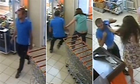 Cctv Captures Moment 3 Women Kick And Wrestle Male Shoplifter In Russia