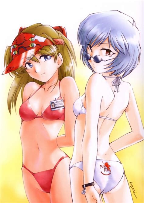 ayanami rei bikini neon genesis evangelion souryuu asuka langley