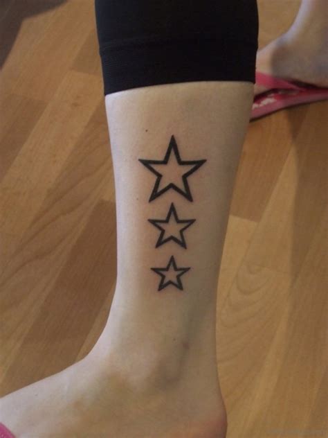 33 fancy stars tattoos on leg