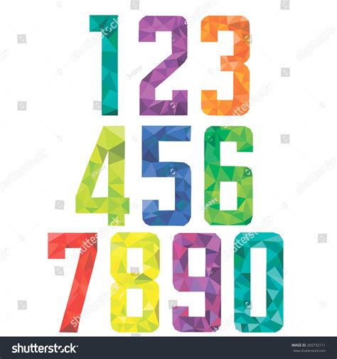 numbers set numerals  poly vector illustration