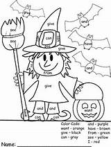 Halloween Word Sight Color Kids sketch template