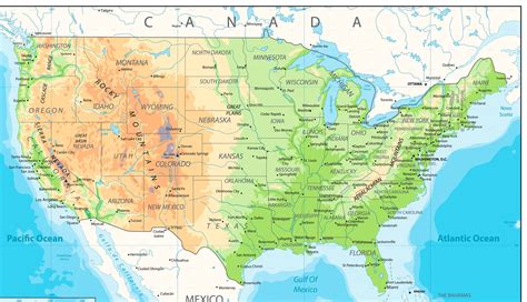 usa detailed physical map