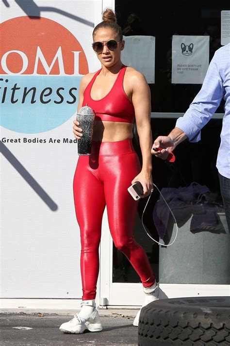 jennifer lopez big ass in sexy skin tight red gym outfit in miami