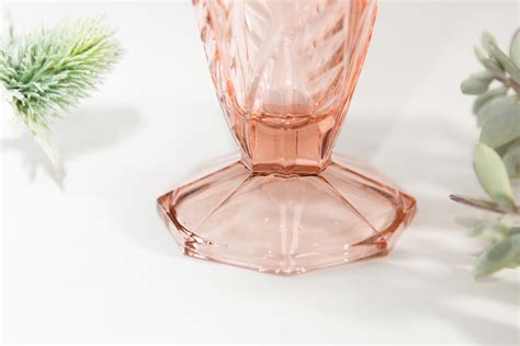 Antique Pink Glass Vase Large Vintage Depression Glass Decor 1930s