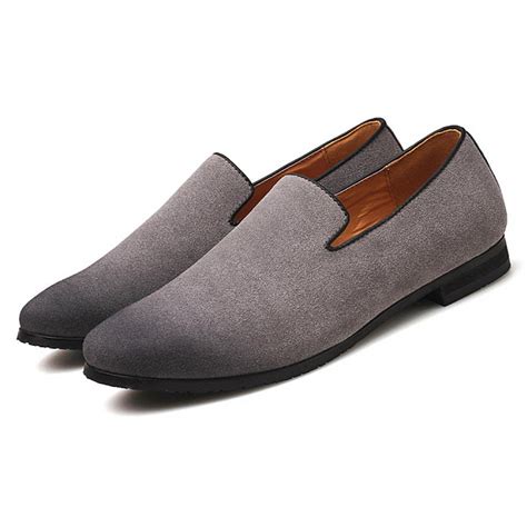 grey suede dapper mens prom loafers dress shoes loafers