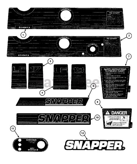 snapper le   snapper  snow thrower hp decals