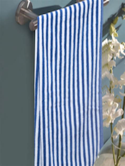 buy turkish bath blue and white premium cotton striped bath towel bath