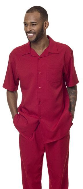 montique red walking suit solid color short sleeve shirt men s leisure