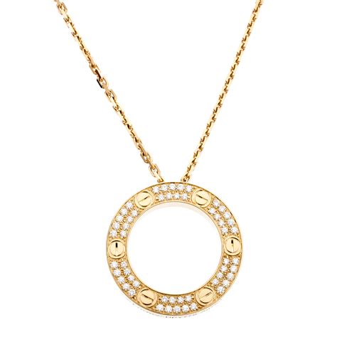 cartier love pave diamond  yellow gold pendant necklace cartier  luxury closet