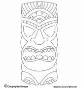 Tiki Coloring Pages Hawaiian Masks Mask Printable Head Template Luau Kids Draw Statue Crafts Print Printables Clipart Faces Color Party sketch template
