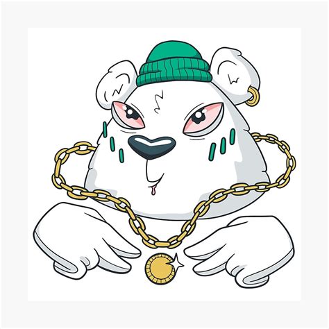 gangsta bear pin  characters  bear   gold chains srkkuzhlhtwbf