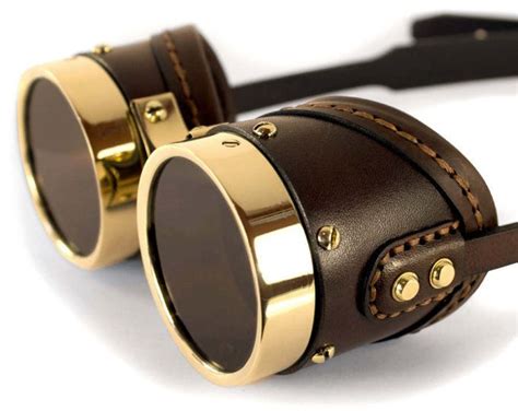 steampunk goggles brown leather polished brass smpl v 2 steampunk