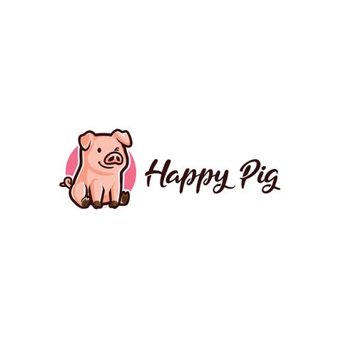 happy pig logo design masterbundles