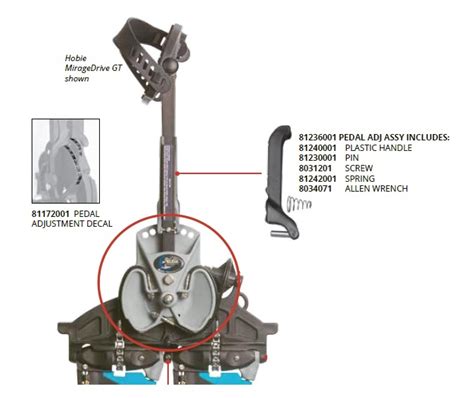 hobie mirage drive pedal adjustment assembly parts hobie mirage drive accessories