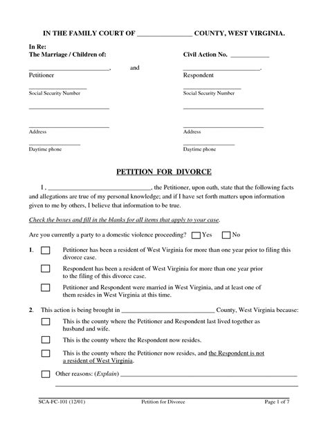 sample divorce papers  printable documents