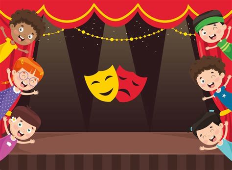 Ilustración Vectorial De Niños En El Teatro Vector Premium