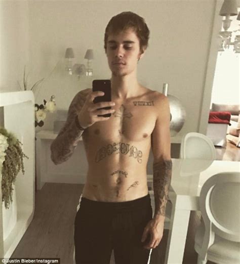 justin bieber shares shirtless selfies on instagram daily mail online