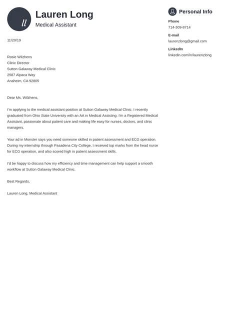medical assistant cover letter examples  experience