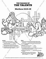 Talents Parable Matthew Puzzles Crossword Sunday School Bible Kids Activities 25 Coloring Pages Worksheet Parables Jesus Sharefaith Puzzle Church Printable sketch template