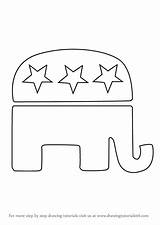 Republican Elephant Draw Drawing Symbols Step Tutorials sketch template