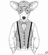 Hipster Coloring Dog Pages Man Printable Bettercoloring Kids Adults sketch template