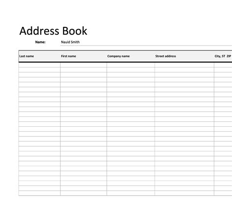 excel address list template excel templates