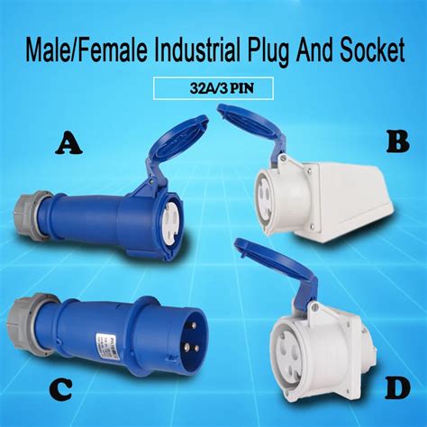 32 Amp Male Female Industrial Plug Socket Connector Coupler Active