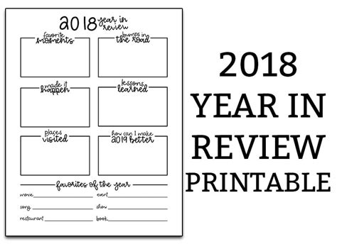 printable year  review template printable word searches