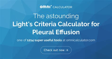 Lights Criteria Calculator For Pleural Effusion Omni