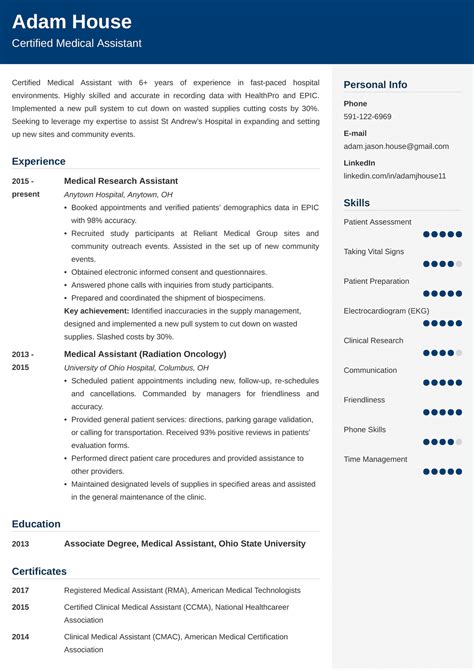 medical assistant resume  template