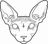 Cat Sphynx Hairless Drawing Sticker Redbubble Stickers Getdrawings sketch template