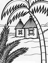 Coloring Pages Beach Hut House Summer Drawing Print Tree Colouring Island Color Houses African Jabba Printable Hutt Outline Magic Peters sketch template
