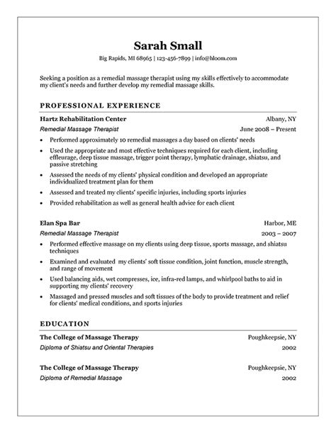 get the most out of your massage therapist resume