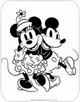 Mickey Minnie Coloring Classic Pages Friends Disneyclips Hugging sketch template