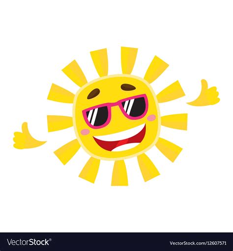 smiling cheerful sun wearing sunglasses isolated vector image