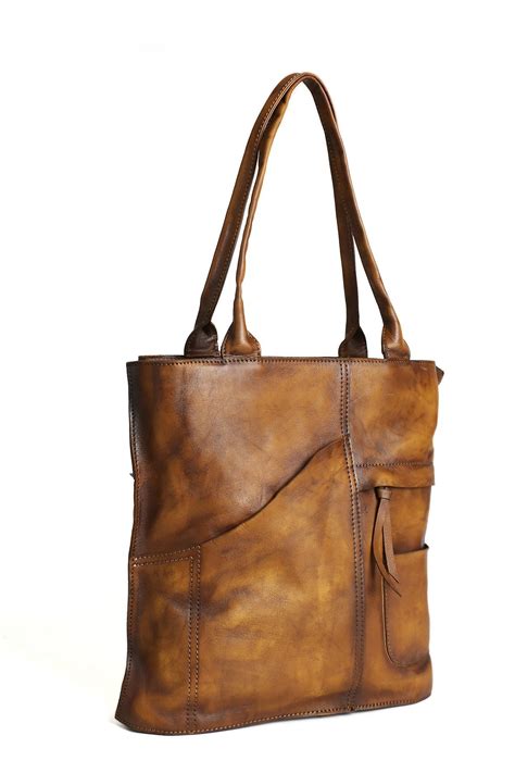 vintage brown leather tote bag womens designer handbags dd moshileatherbag handmade